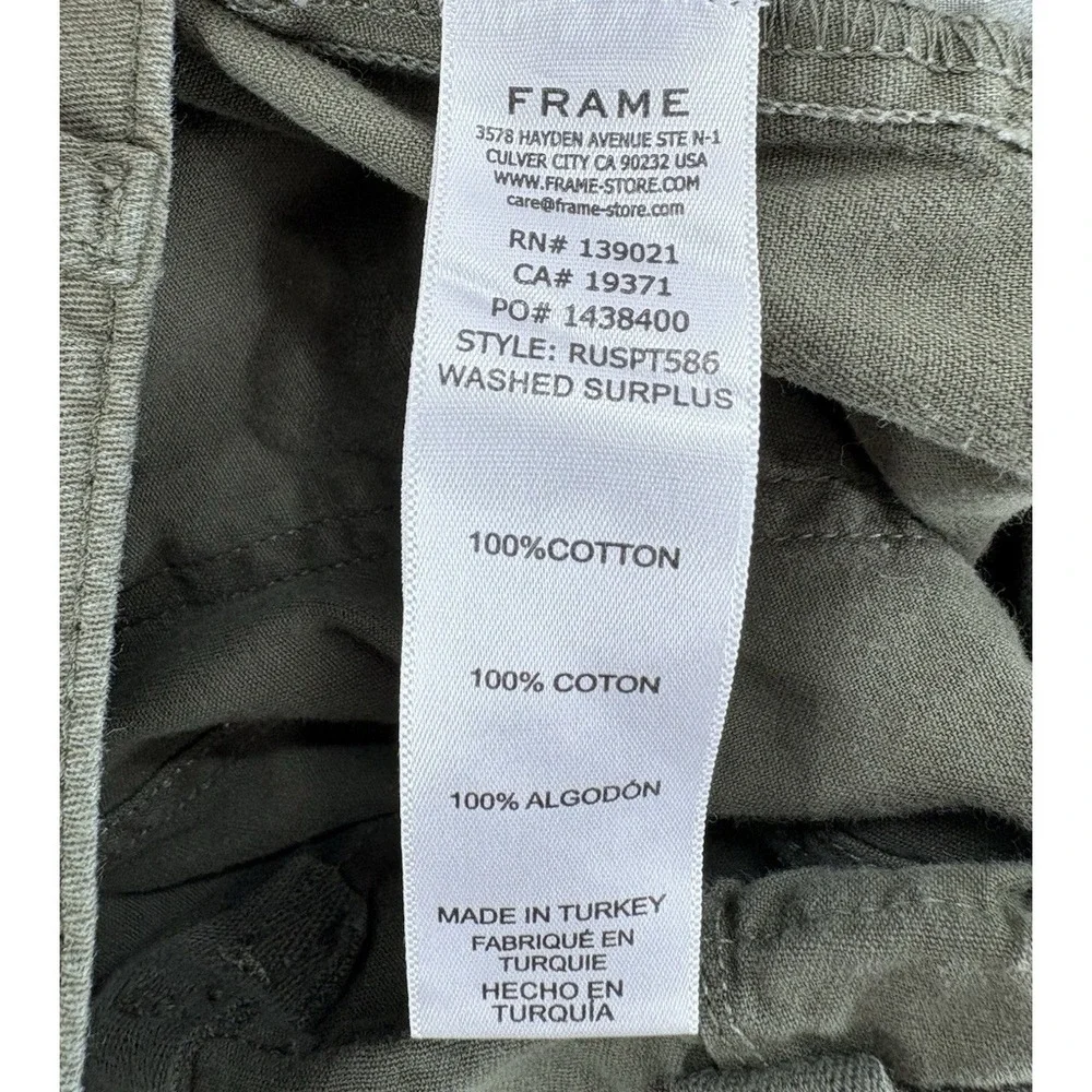 FRAME Relaxed Crop Cargo Pant Womens 28 Washed Surplus Green Minimalist Utility